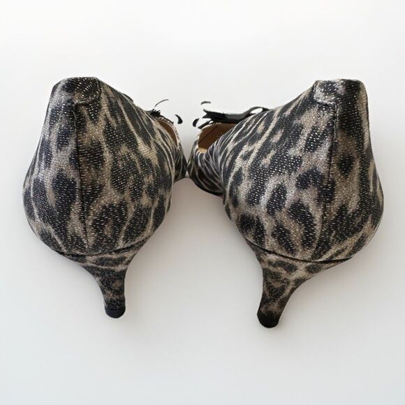 Vintage Talbots Leopard Print Bow Heels Women’s 6.5 AA Leather Sole Kitten Pumps - Picture 3 of 7